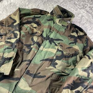 Vintage Army Cold Weather Field Coat Jacket Medium Short M65 Woodland Camouflage